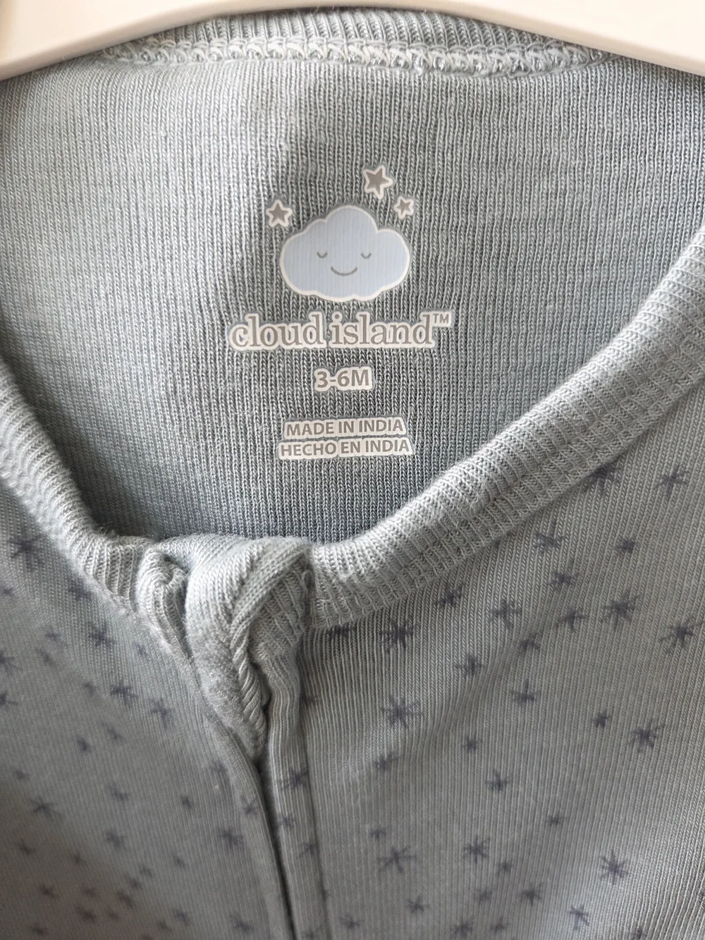 Cloud Island Sage Green Star And Blue  Double Zip Footless Set 3-6M NWT